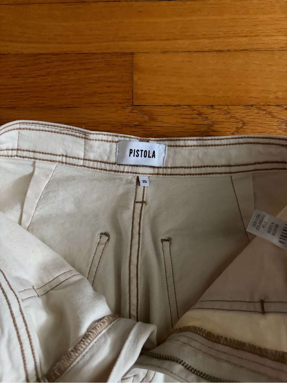 pistola High-Rise Wide-Leg Jeans in Cream - Picture 4 of 4